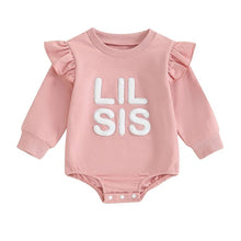 Load image into Gallery viewer, Baby Toddler Kids Girls Sister Matching Big Sis Shirt/Lil Sis Ruffle Sleeve Long Sleeve Romper Crewneck Top
