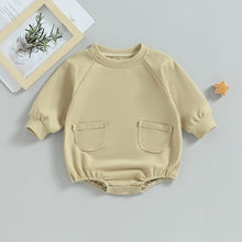 Load image into Gallery viewer, Baby Boy Girl Bodysuit Long Sleeve Round Neck Solid Jumpsuit Pockets Romper
