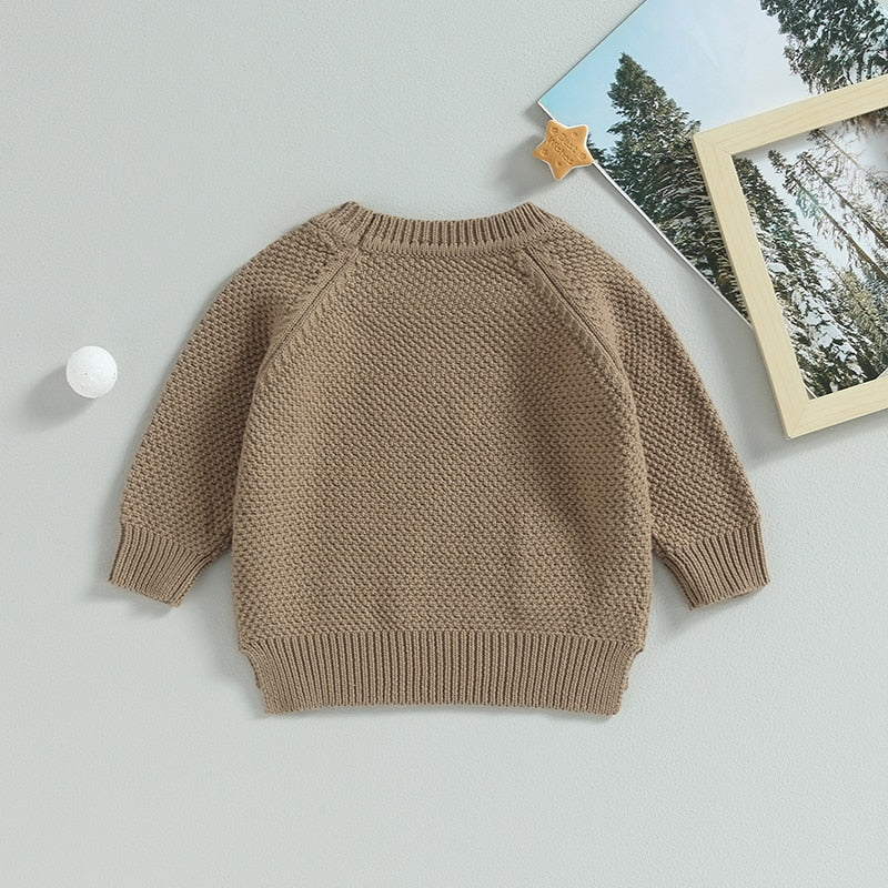 Baby Boy Girl Knitted Sweater Warm Long Sleeve Pullover with Pocket Autumn Knitwear