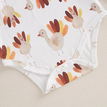 Load image into Gallery viewer, Baby Girls 2Pcs Outfit Thanksgiving Little Turkey Letters Print Long Sleeve Romper and Overalls Dress Fall Set
