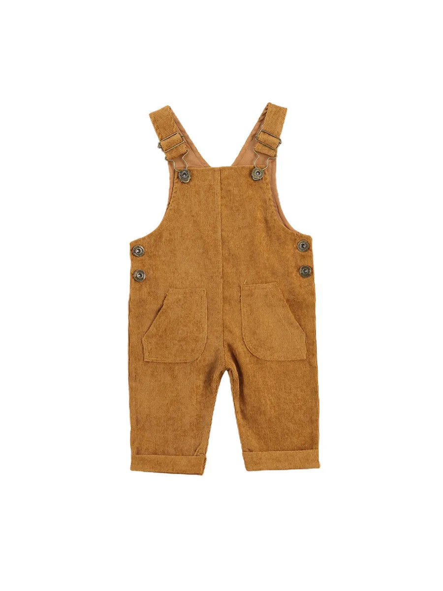 Baby Toddler Boys Girls Suspender Pants Jumpsuit With Buttons Fit Solid Color Overalls Romper