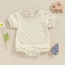 Load image into Gallery viewer, Baby Boys Girls Bodysuit Short Sleeve Crew Neck Checkerboard Summer Playsuit Romper
