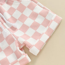 Load image into Gallery viewer, Toddler Baby Girl Boy 2Pcs Summer Short Outfit Checkered Plaid Short Sleeve T-Shirt Shorts Set
