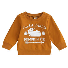 Load image into Gallery viewer, Toddler Baby Boy Girl Thanksgiving Long Sleeve Pumpkin Pie Letter Print Pullover Top
