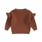 Baby Toddler Girls Sweater Solid Color Ruffle Long Sleeve Knit Spring Autumn Clothes Knitwear Pullover Top