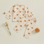 Baby Toddler Boys Girls 2Pcs Halloween Outfit Pumpkin Print Long Sleeve Shirt + Pants Set Loungewear