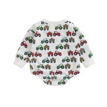 Load image into Gallery viewer, Baby Boys Romper Cartoon Tractor Wagon Pumpkin Print Round Neck Long Sleeve Jumpsuit Fall Bodysuit
