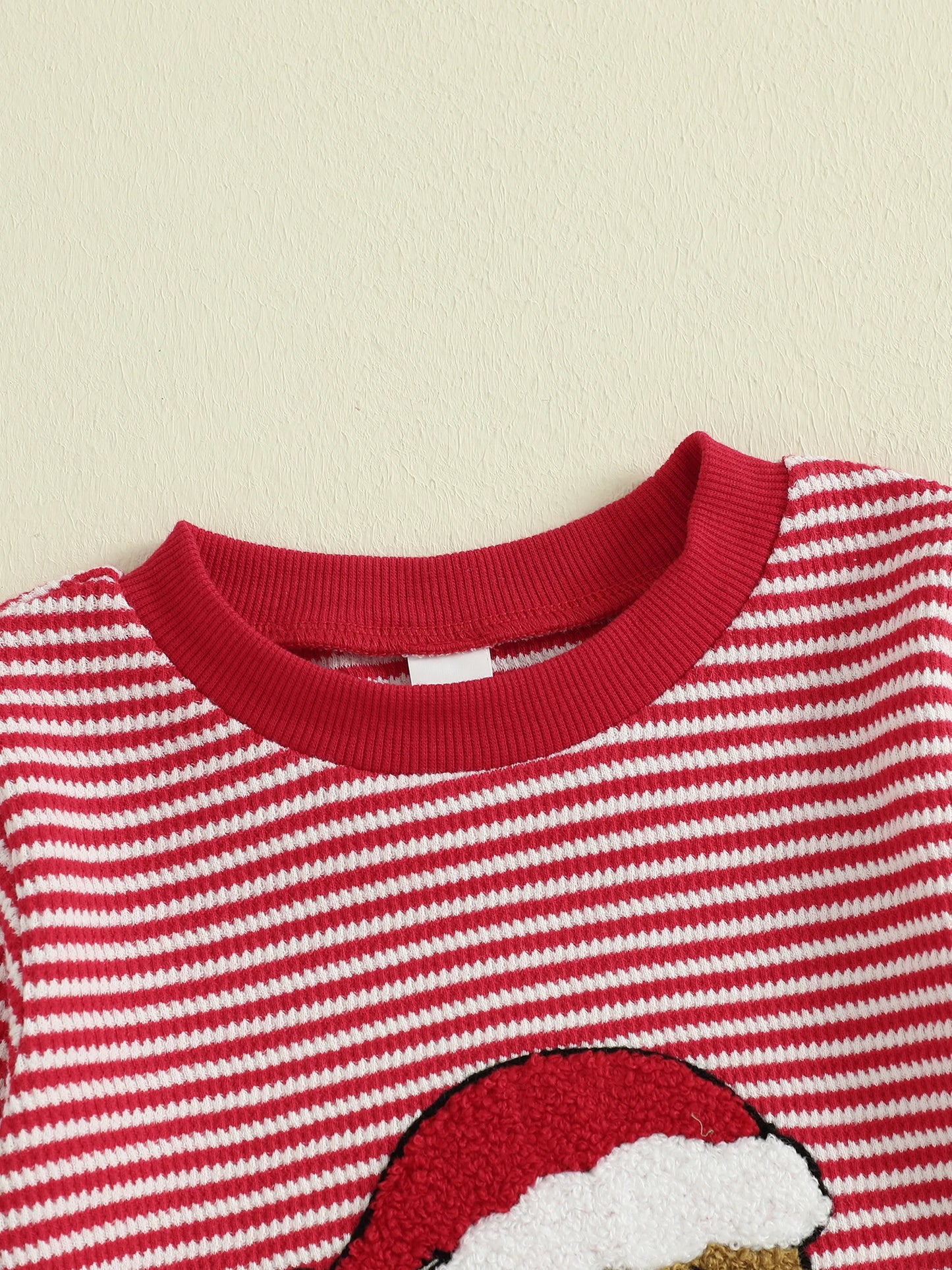 Baby Boys Christmas Romper Stripe Print Gingerbread Man Embroidery Long Sleeve Round Neck Jumpsuit