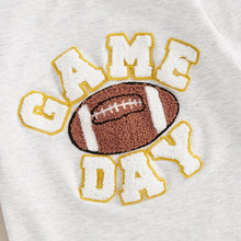 Load image into Gallery viewer, Baby Girl Boy Fall Romper GAME DAY Letter Football Embroidery Long Sleeve Full Length Jumpsuit
