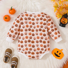 Load image into Gallery viewer, Baby Boys Girls Romper Long Sleeve Crew Neck Pumpkin Print Fall Bodysuit Halloween Jumpsuit
