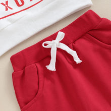 Load image into Gallery viewer, Toddler Baby Boy Girl 2Pcs Valentine&#39;s Day Outfit Long Sleeve Letters XO XO Print Crewneck Top with Joggers Pants Set

