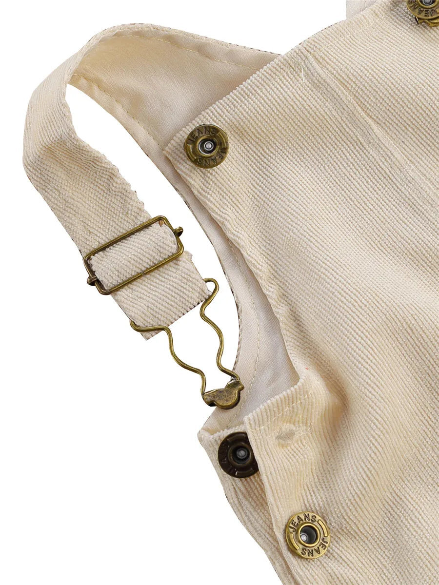 Baby Toddler Boys Girls Suspender Pants Jumpsuit With Buttons Fit Solid Color Overalls Romper