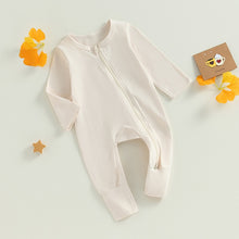 Load image into Gallery viewer, Baby Boy Girl Long Sleeve Romper Pajamas Crew Neck 2 Way Zipper Footless Jumpsuit
