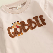 Load image into Gallery viewer, Baby Boys Girls Gobble Romper Long Sleeve Crew Neck Embroidery Letters Turkey Fall Bodysuit Thanksgiving
