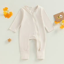 Load image into Gallery viewer, Baby Boy Girl Long Sleeve Romper Pajamas Crew Neck 2 Way Zipper Footless Jumpsuit
