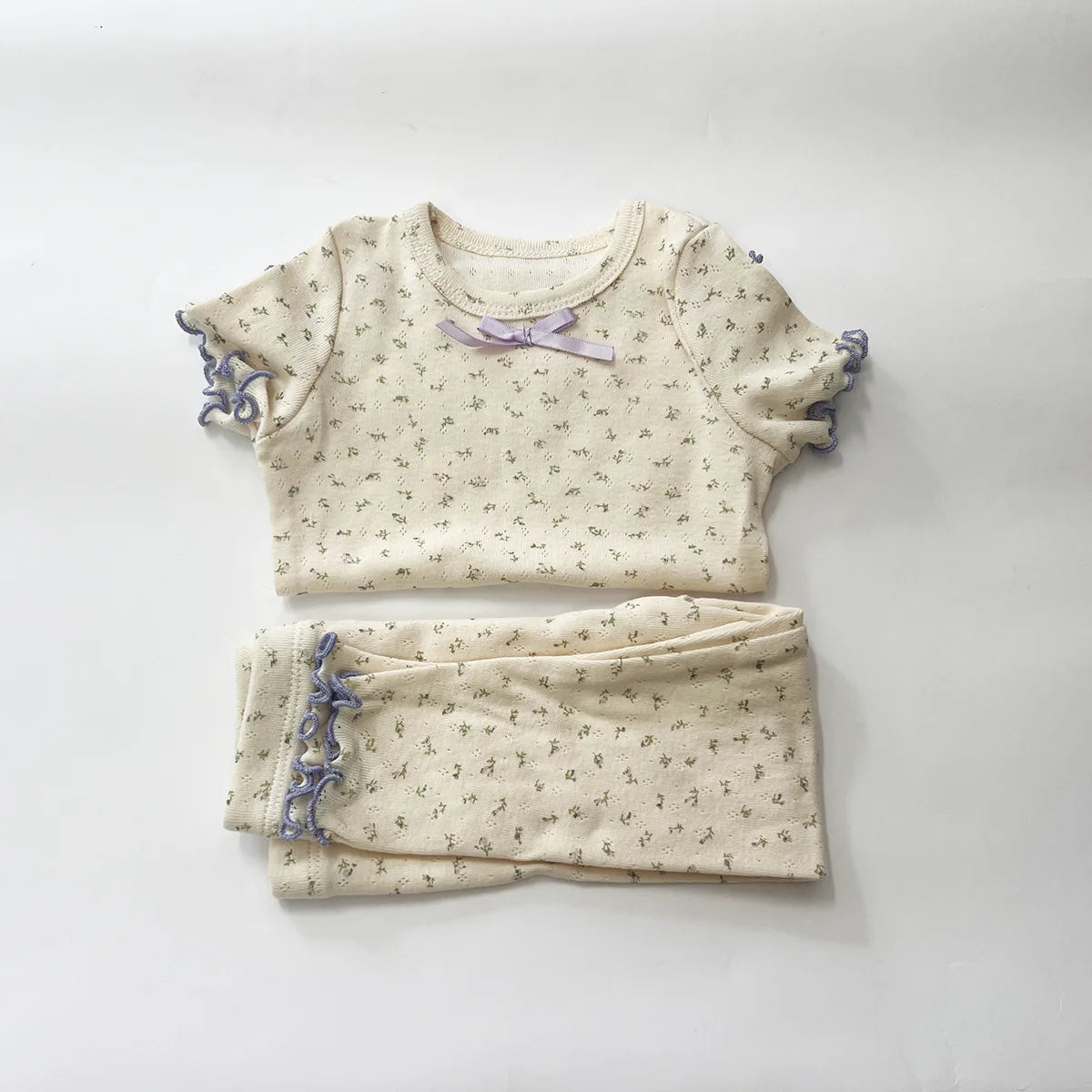 Toddler Kid Girls 2Pcs Clothes Set 100% Cotton Long /Short Sleeve T Shirt Top Pant Suit Homewear Stretch 2pcs Pajamas Set