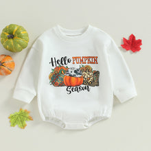 Load image into Gallery viewer, Baby Toddler Boy Girl Pumpkin Letter Print Romper Long Sleeve Jumpsuit Halloween
