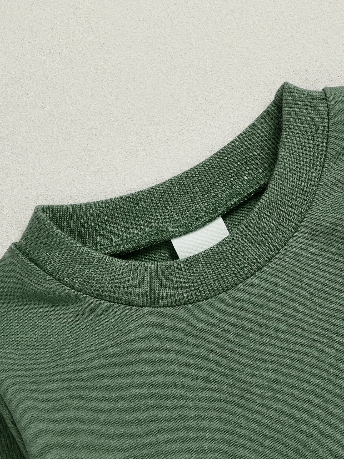 Baby Toddler Kids Boy Girl Solid Color Long Sleeve Round Neck Pullover Loose Top