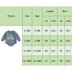 Baby Boys Little Brother Bubble Romper Letter Print Round Neck Long Sleeve Bodysuit Jumpsuit