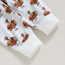 Load image into Gallery viewer, Baby Toddler Boys Girls 2 Pcs Outfits Gobble Letter Print Long Sleeve Top and Turkey Pants Thanksgiving Set
