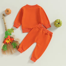 Load image into Gallery viewer, Baby Toddler Kids Boy Girl 2Pcs Long Sleeve Pumpkin Face Print Pocket Pants Set Halloween Outfits
