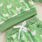 Baby Toddler Boys Girls 2Pcs Fall Outfit Long Sleeve Farm Chicken Print Top Jogger Pants Set