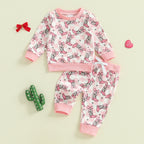 Toddler Girls Western Outfits Boot Plaid Print Long Sleeve Sweatshirt and Elastic Pants Set Baby Clothes
