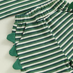 Baby Toddler Boys 2Pcs Striped Dinosaur Outfit O-Neck Sleeveless Tank Top Elastic Waist Shorts with Pockets Set