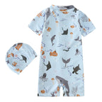 Boys Printed Zip Up Swimsuit