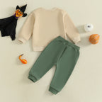 Baby Boy Fall Outfit Pumpkin Turkey Tractor Embroidery Long Sleeve Sweatshirt and Elastic Pants Clothes