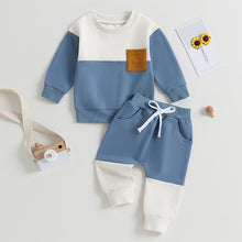 Load image into Gallery viewer, Baby Toddler Boy Girl 2Pcs Pants Set Color Block Long Sleeve Crew Neck Top and Pants Outfit
