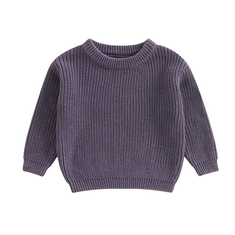 Baby Toddler Girls Boys Sweaters Knitting Pullovers Tops Solid Color Basic Cotton Long Sleeve Sweater Top