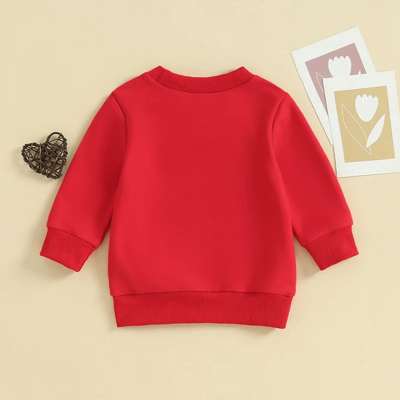 Toddler Baby Girl Boy Valentine's Day Letter Mr. Steal Your Heart / Mama Is My Valentine Print Crewneck Top Pullover