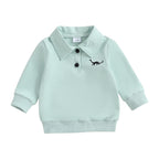 Baby Toddler Boys Long Sleeve Lapel Collar Dinosaur Print Pullover Fall Top