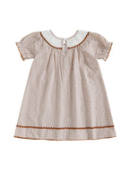 Toddler Kids Girl Dress Loose Fit Football Embroidered Plaid Crew Neck Short Sleeve Dress Summer Fall