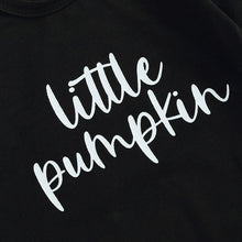 Load image into Gallery viewer, Baby Girls 3Pcs My First Halloween Outfit Little Pumpkin Prints Long Sleeves Romper Pumpkin Pants Headband
