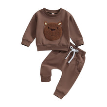 Load image into Gallery viewer, Toddler Baby Boy Girl 2Pcs Fall Outfits Long Sleeve Bear Embroidery Tops Pocket Pants Set
