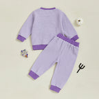 Baby Toddler Girls 2Pcs Pants Set Embroidery Ghost Long Sleeve Top with Striped Jogger Pants Halloween Clothes