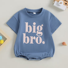 Load image into Gallery viewer, Baby Girls Boys Casual Bodysuit Short Sleeve Crew Neck Little Big Bro Little Big Sis Print Loose Fit Playsuit Bubble Romper
