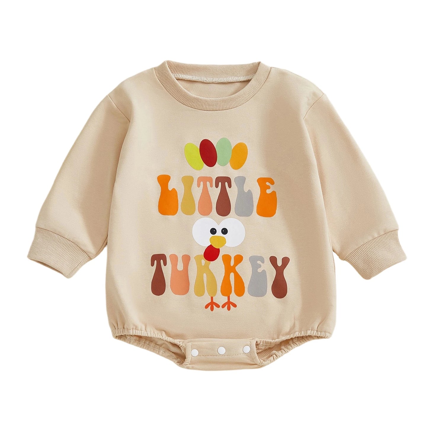 Baby Girl Boy Little Turkey Thanksgiving Day Romper Long Sleeve O Neck Turkey Letter Print Jumpsuit
