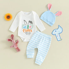 Load image into Gallery viewer, Baby Girls Boys 3Pcs Easter Outfit Long Sleeve Letter Mama Bunny / My 1st Easter Print Romper + Striped Pants + Rabbit Ear Hat Set
