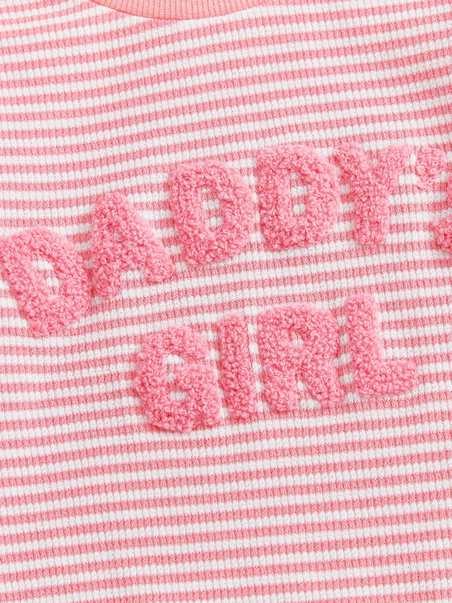 Baby Toddler Girl 2Pcs Daddy's Girl Fall Stripe Outfits Letter Embroidery Long Sleeve Round Neck Pullover Elastic Waist Pants 2Pcs Set