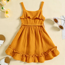 Load image into Gallery viewer, Baby Toddler Girls Summer Dress Casual Sleeveless Tank Square Neck Tie Belt A-Line Dress
