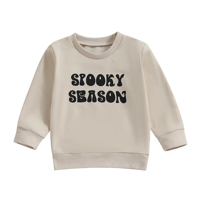 Toddler Baby Boy Girl Halloween Long Sleeve Round Neck Letter Print Pullover Loose Top