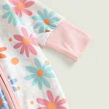 Load image into Gallery viewer, Baby Girl 2 Pcs Daisy Flower Print Crew Neck Long Sleeve Zipper Jumpsuits Romper
