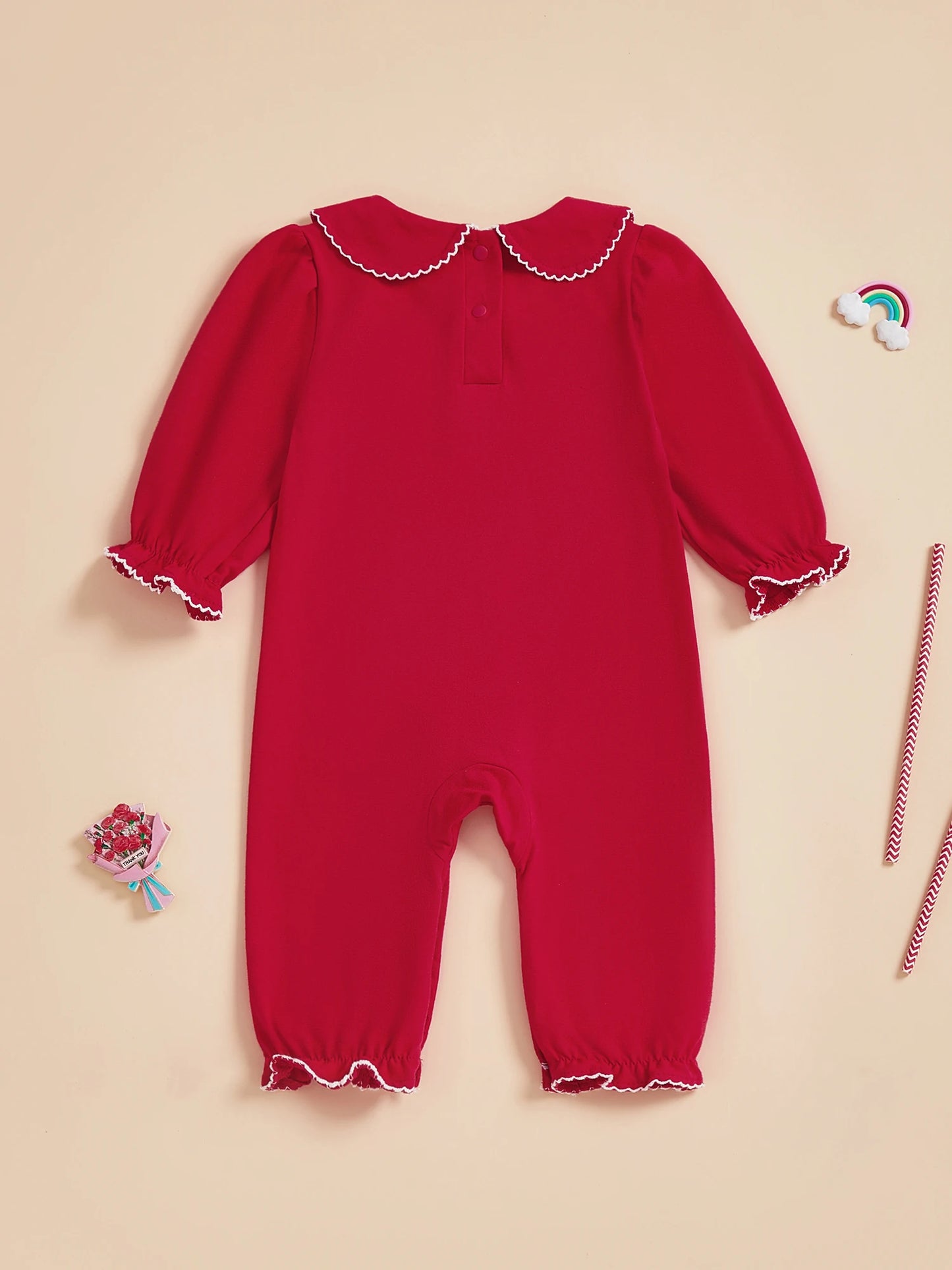 Baby Girls Jumpsuit Long Sleeve Doll Collar Frills Fall Casual Romper Clothes for Daily