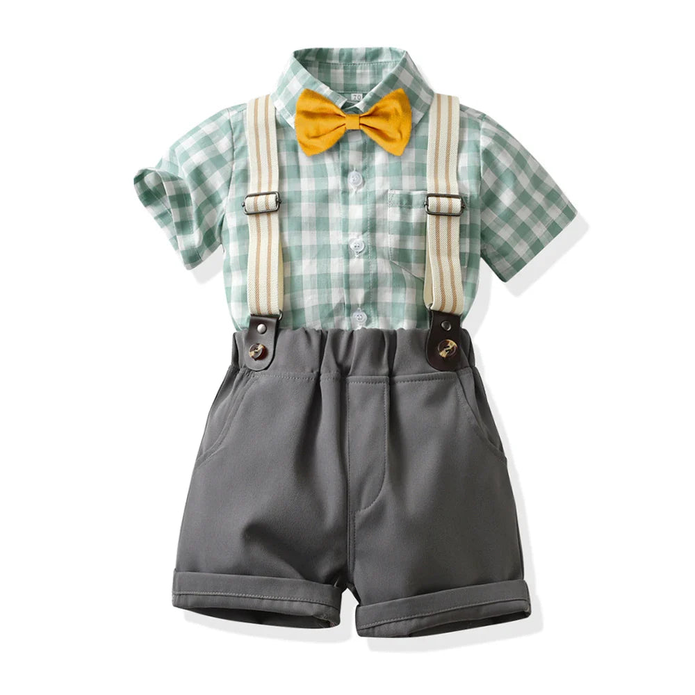 Short Sleeve Bow Tie Suspender Set