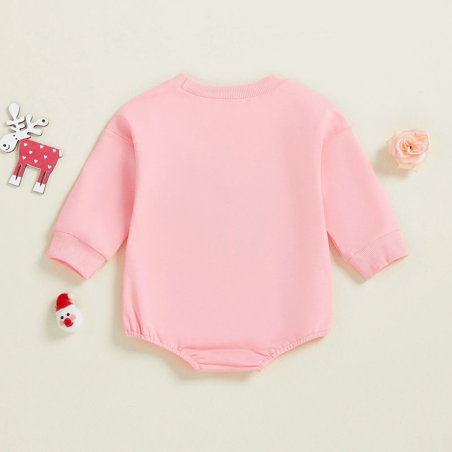 Baby Girl Christmas Romper Bow Embroidered Crewneck Long Sleeve Top Jumpsuit Cute Winter Fall Clothes