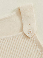 Baby Boys Girls Knit Jumpsuit Sleeveless Square Neck Solid Color Rompers Overalls