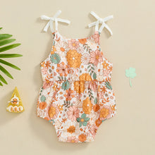 Load image into Gallery viewer, Baby Girls Summer Romper Flower/Butterfly Print Bow Tie Strap Tank Top Sleeveless Round Neck Jumpsuit
